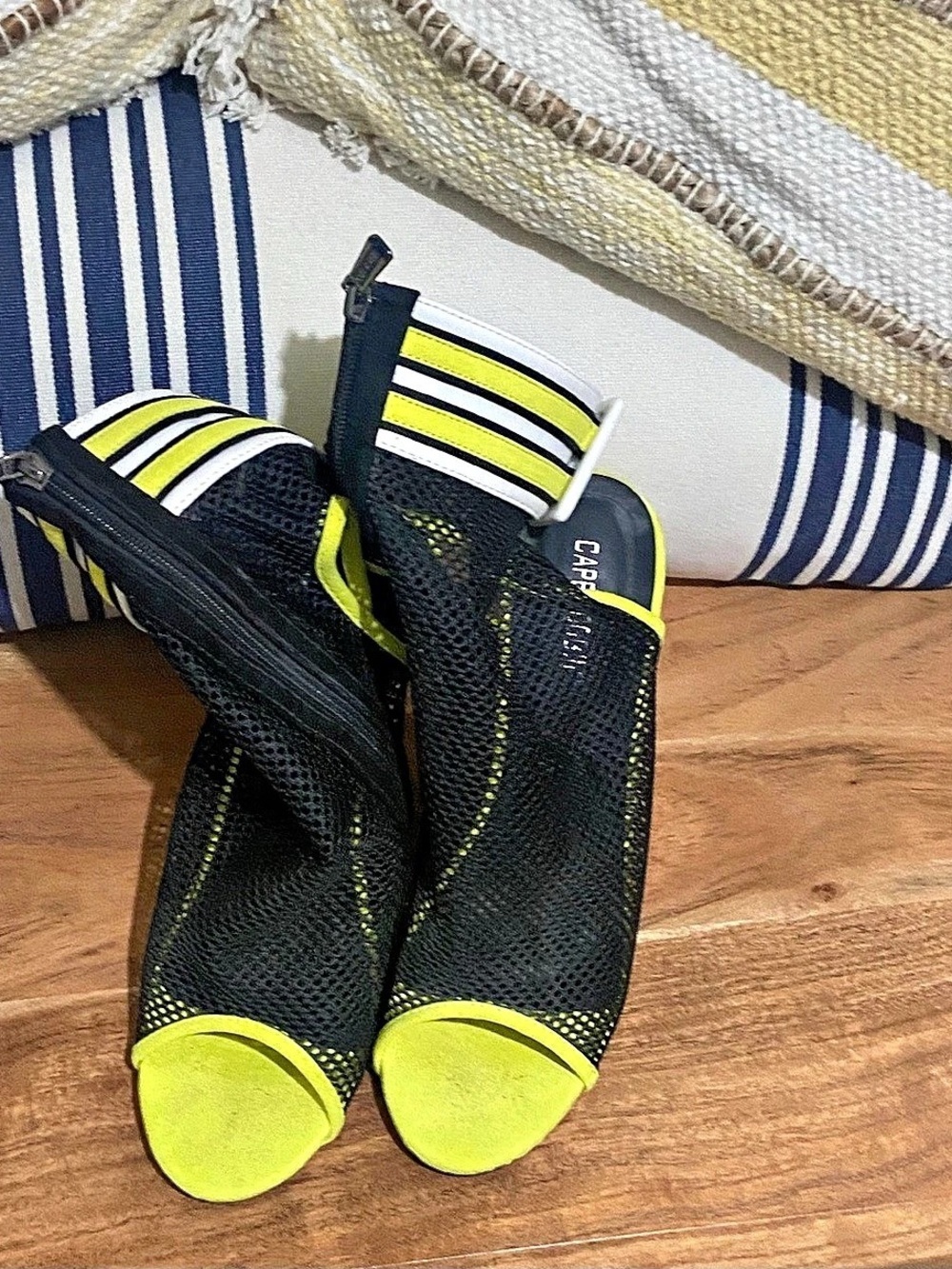 Black & Yellow Mesh Heels
